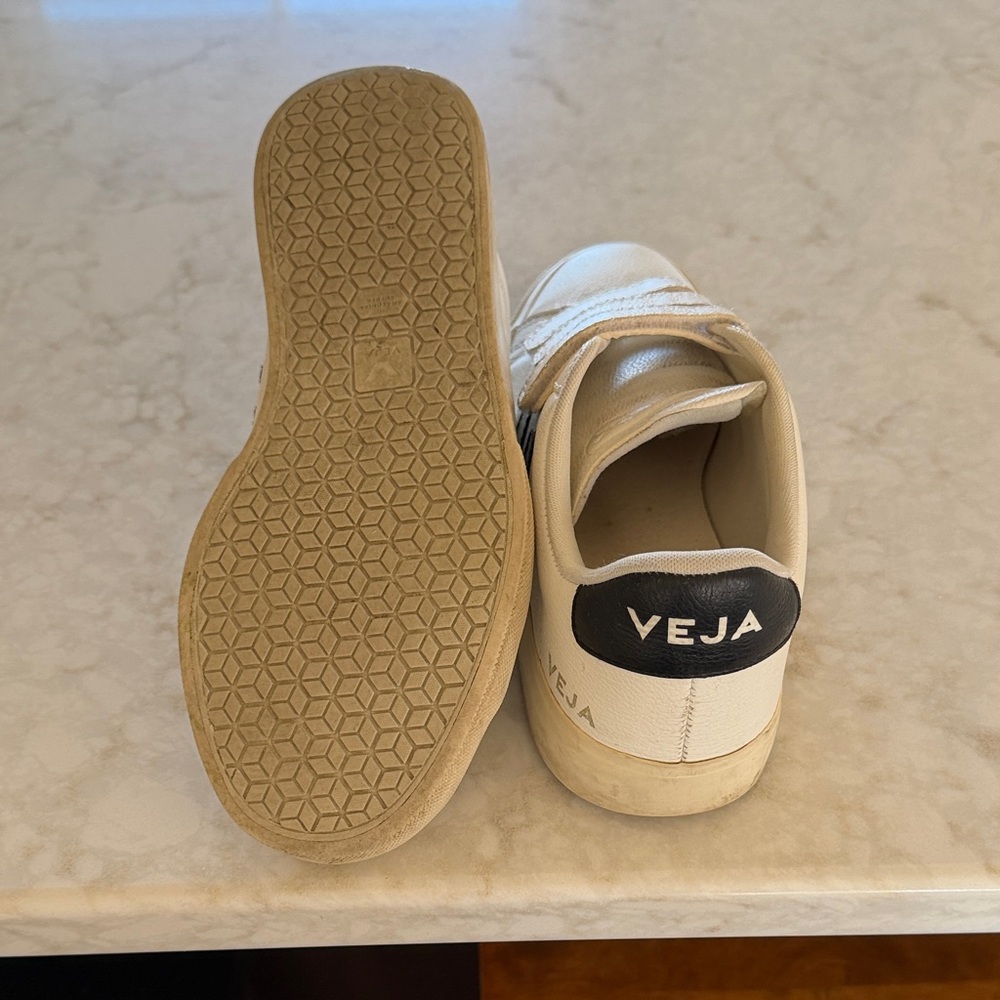 Veja Cream and Black Velcro Sneakers - Picture 3 of 3